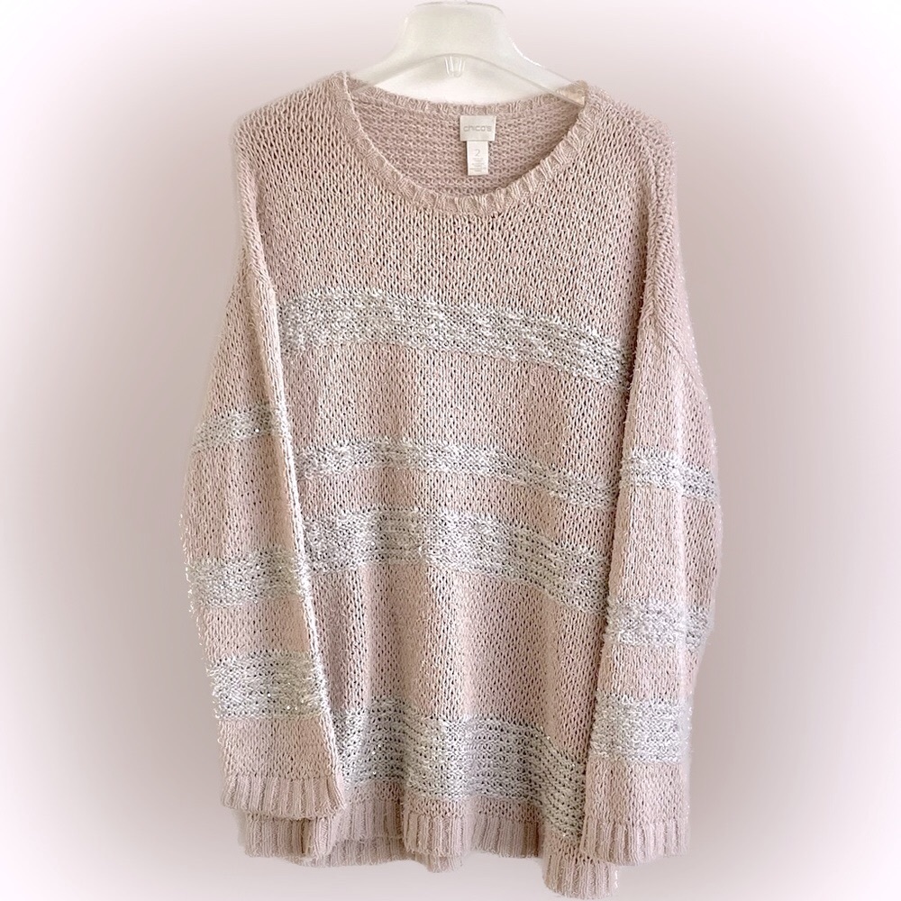 Chicos Striped Sweater, Size 2 large